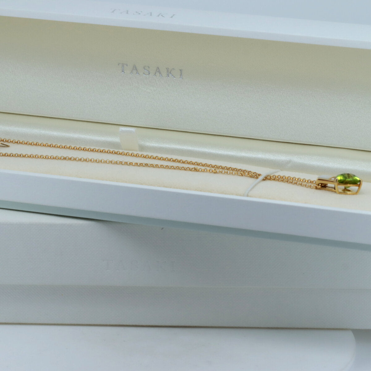 田崎真珠 ペリドット シェル ダイヤモンド Au750 ネックレス