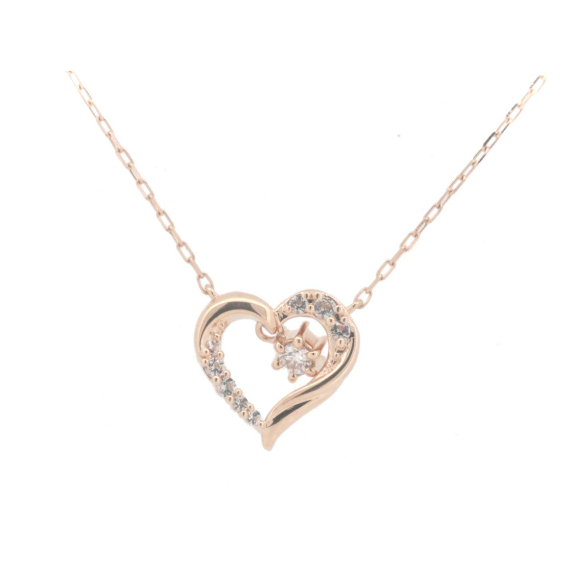 4℃ ダイヤモンド半透明石ネックレス K10PGネックレス