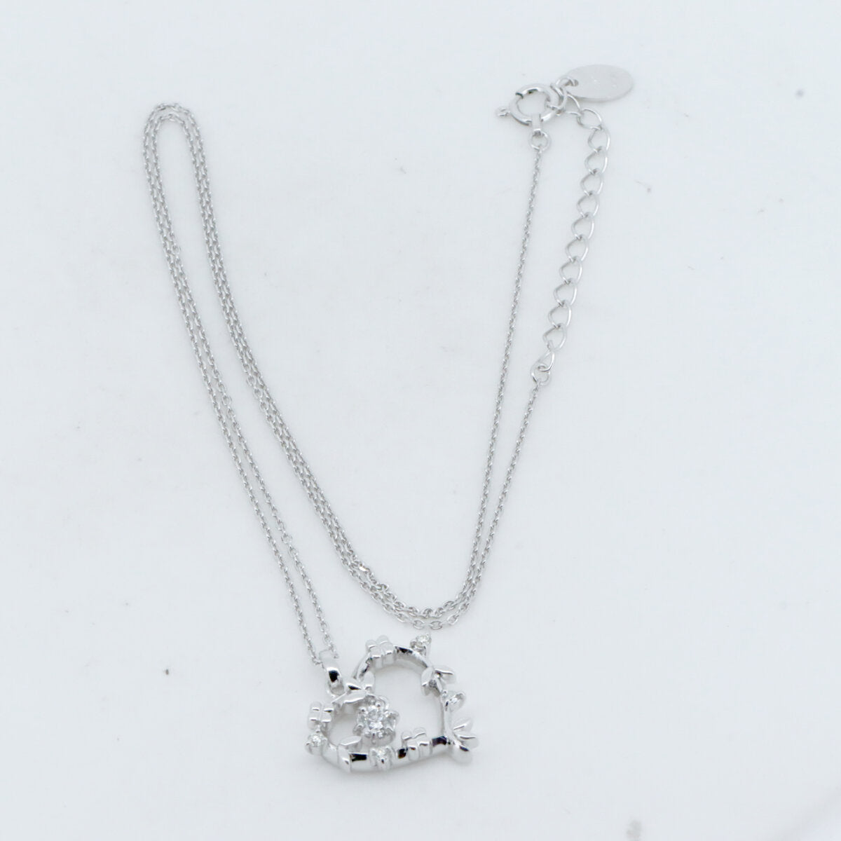 4℃ ハート ダイヤモンド K18WG ネックレス