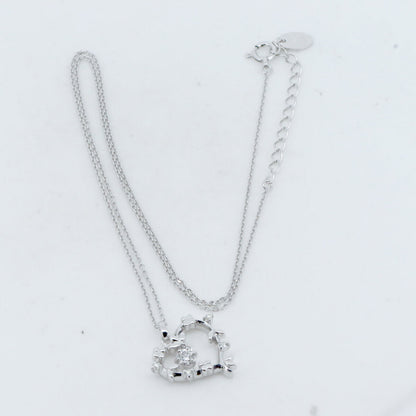 4℃ ハート ダイヤモンド K18WG ネックレス