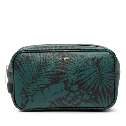 サンローラン ボタニカル モチーフ レザー ポーチ