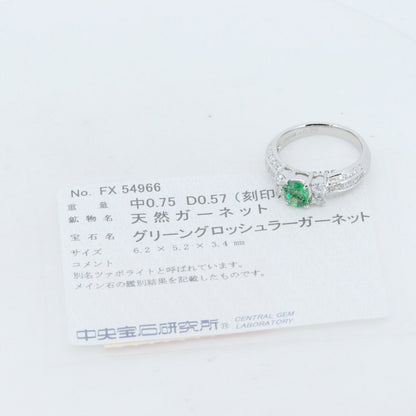 Pt900 グリーンガーネット ダイヤモンド リング