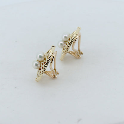 ミキモト Au750 パール ダイヤモンド ピアス