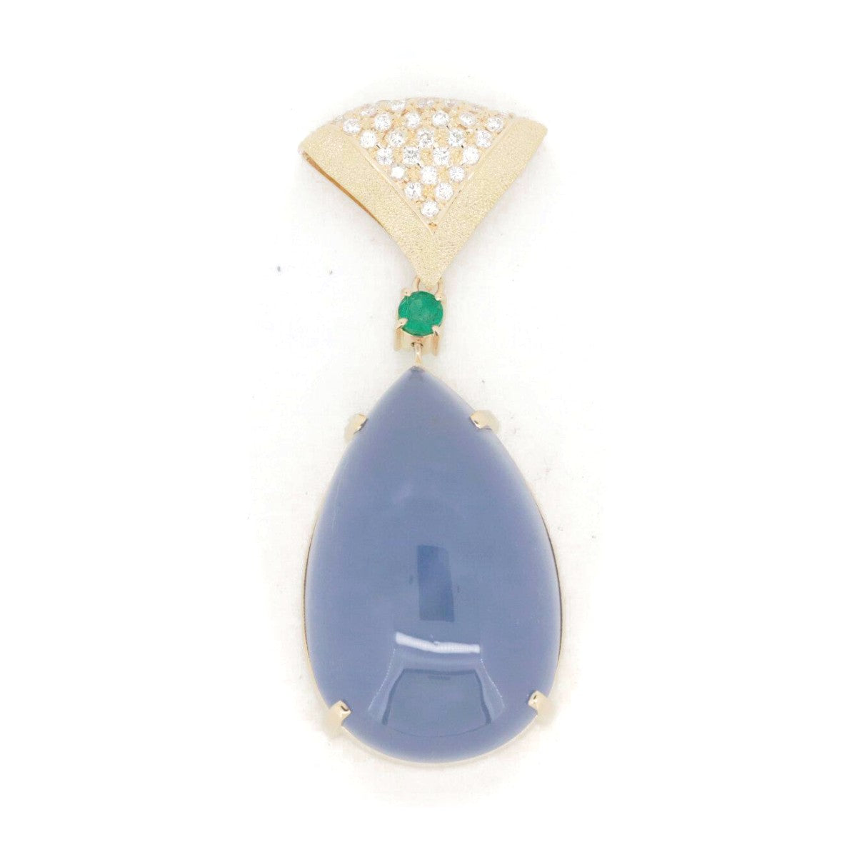 Keiko Ikeda AK コレクション カルセドニー エメラルド ダイヤモンド ペンダント Au750