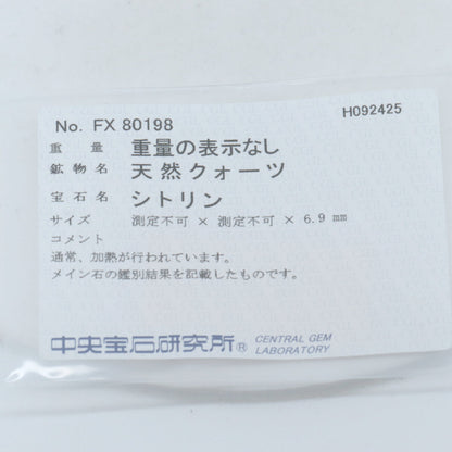 Au750 ホワイト ゴールド シトリン ダイヤモンド ブローチ