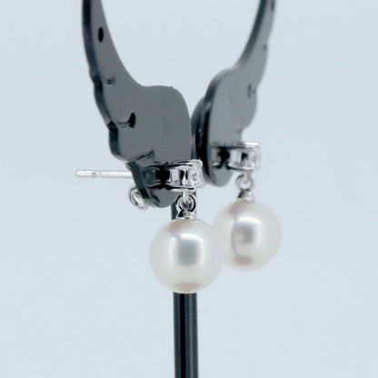 Tasaki Au750 ホワイト ゴールド パール ダイヤモンド ピアス