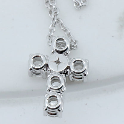 デビアス K18WG ダイヤモンド クロス ネックレス