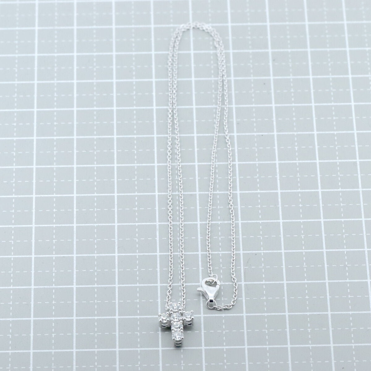 デビアス K18WG ダイヤモンド クロス ネックレス