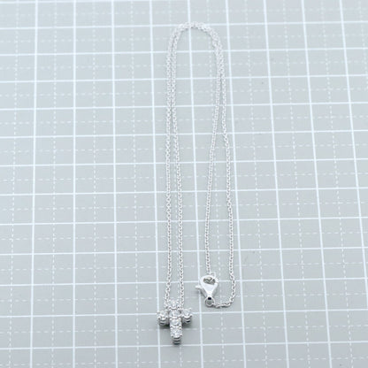 デビアス K18WG ダイヤモンド クロス ネックレス