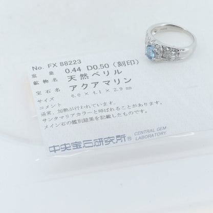 Pt900アクアマリン ダイヤモンド リング