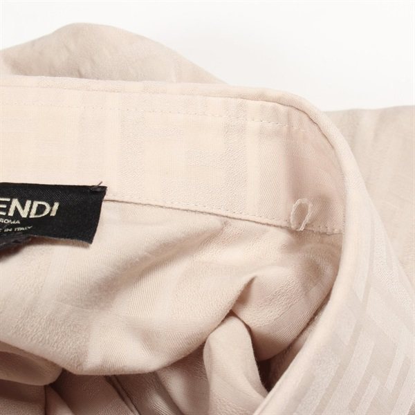 Fendi FENDI Men’s Beige Cotton Zucca FF Monogram Long-Sleeve Top (Pre-Owned) Textile Tops