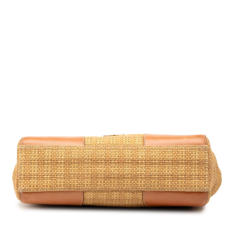 プラダ トライアングル ロゴ プレート ストロー ショルダー バッグ