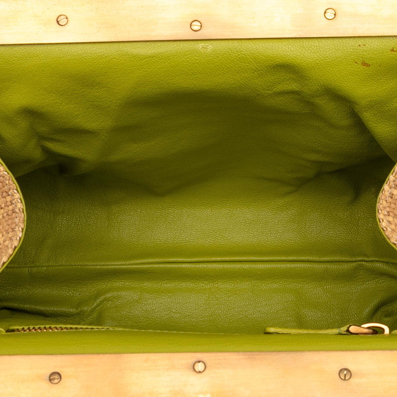 プラダ トライアングル ロゴ プレート ストロー ショルダー バッグ