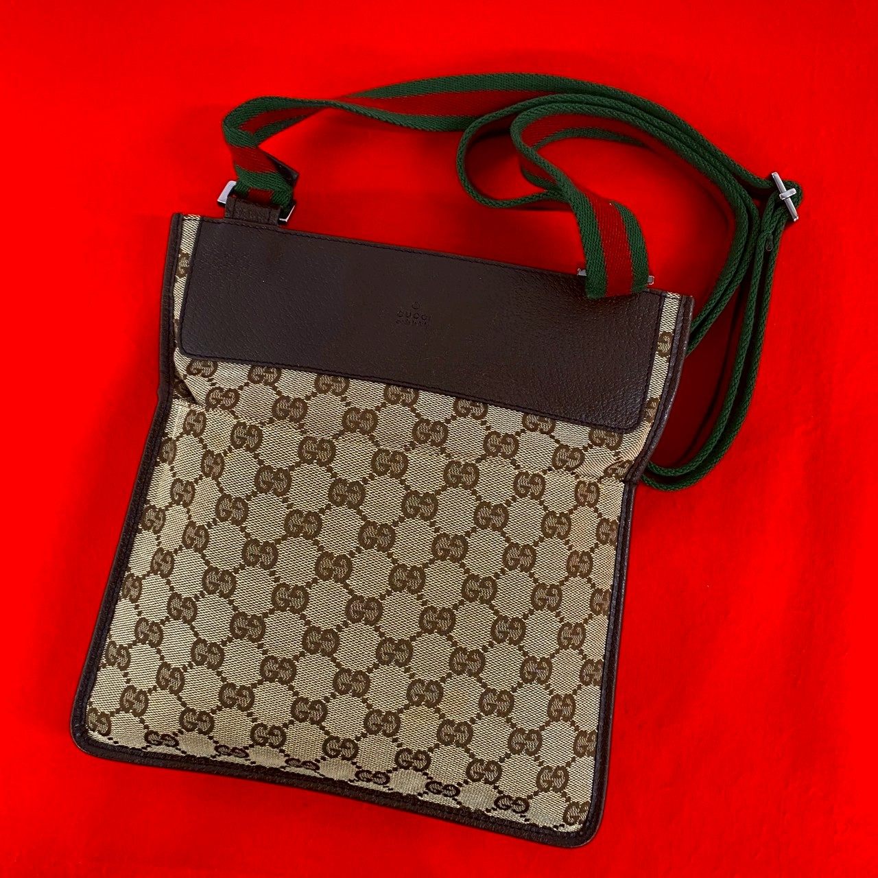グッチ GGキャンバス レザー ショルダーバッグ