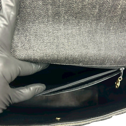 シャネル コットンデニムレザーハンドバッグ