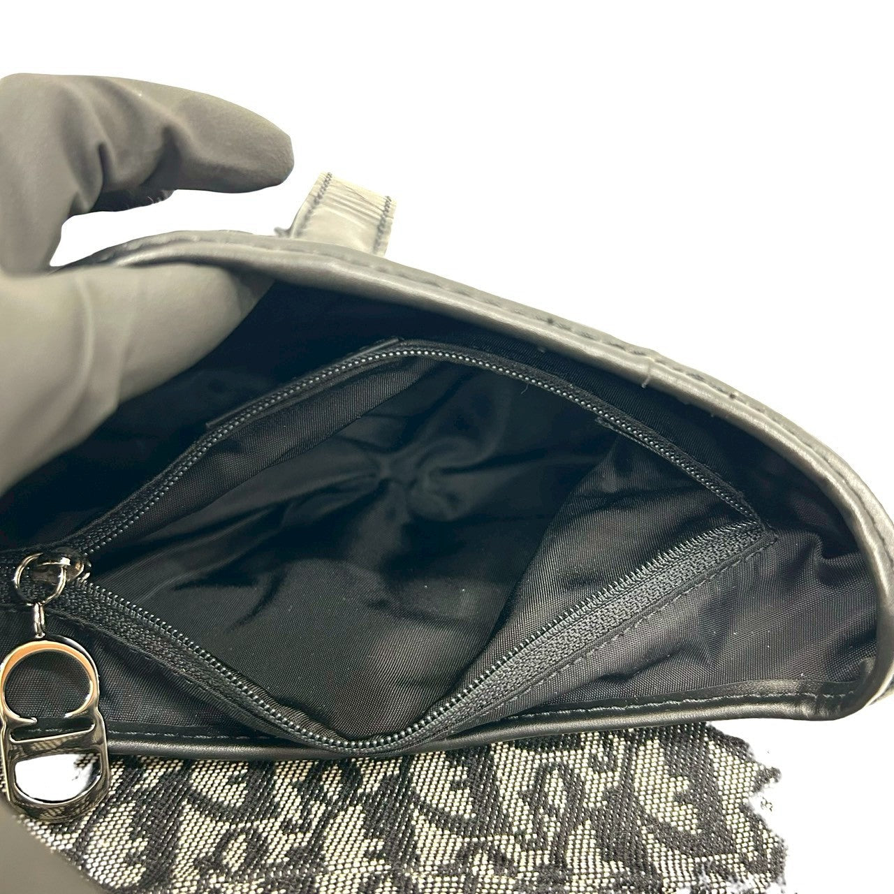 クリスチャンディオール サドルバッグ トロッター キャンバス レザー ショルダーバッグ