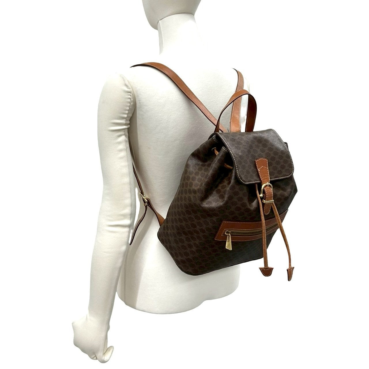 セリーヌ マカダム レザー リュックサック