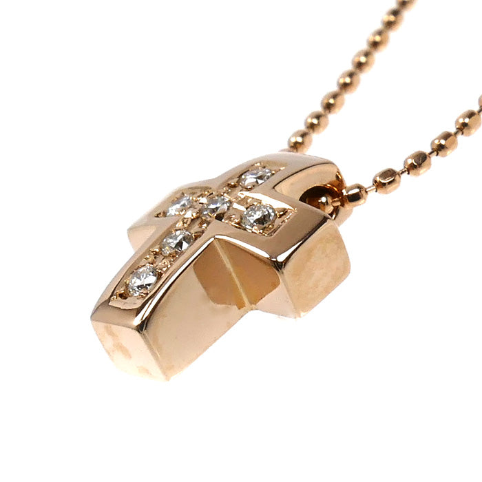 4℃ K18PG クロス ダイヤモンド ネックレス