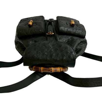 グッチ バンブー オーストリッチ レザー バックパック