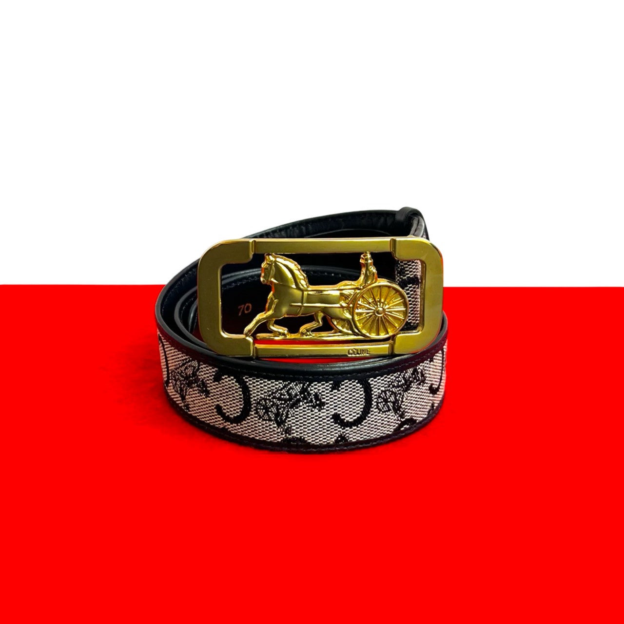 セリーヌ 馬車金具 レザー キャンバス ベルト