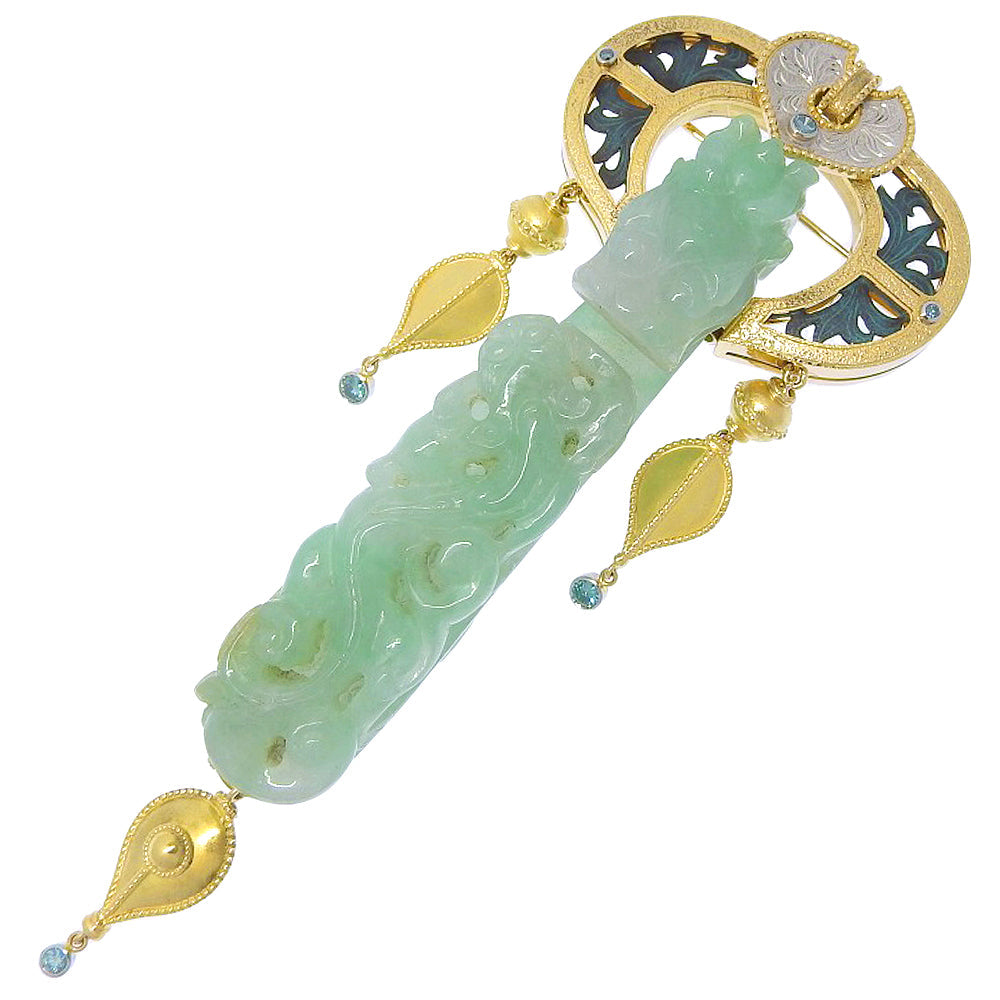 Nobuko Ishikawa ブローチ Au750 ジェード Pt900