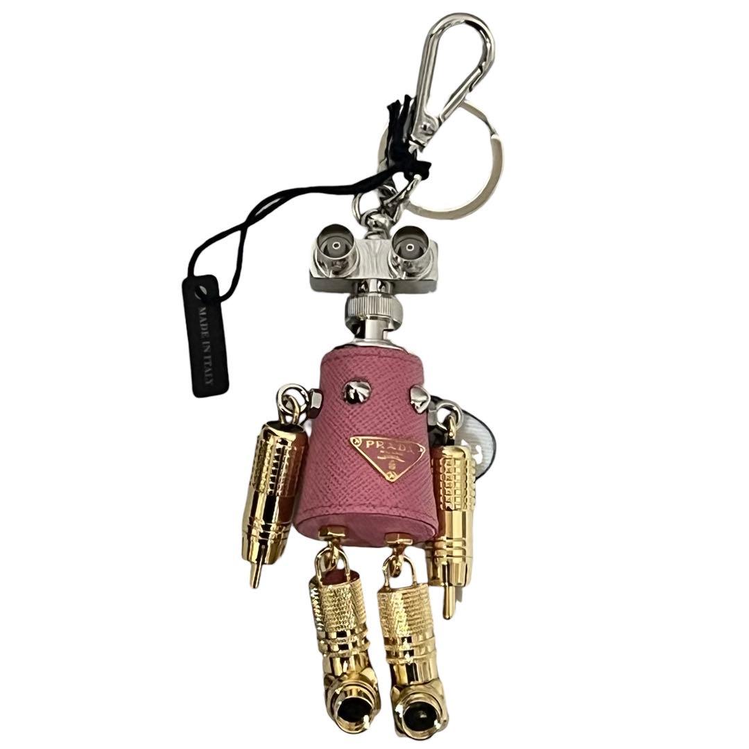 プラダ ロボット レザー メタル キーホルダーチャーム