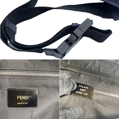 フェンディ バグズアイ レザー ウエストバッグ ネイビー