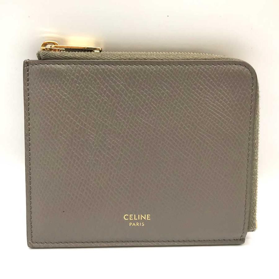 セリーヌ コンパクト ウォレット グレー ブラック 中古