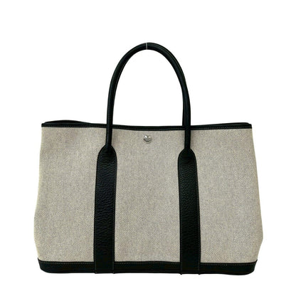 エルメス ガーデンパーティPM トワルアッシュ キャンバス レザー トートバッグ