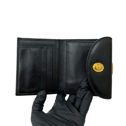 クリスチャンディオール レザー三つ折り財布