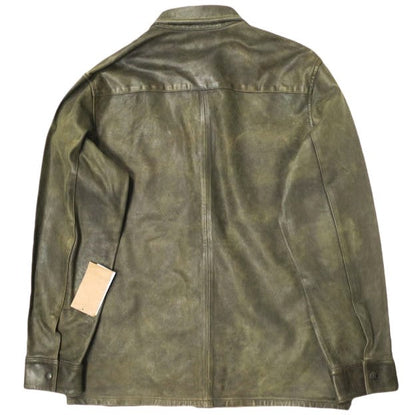 ダブルアールエル Hand-Distressed Leather オーバーシャツ