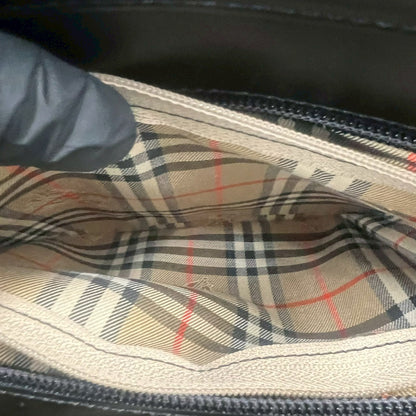 バーバリー レザー キャンバス トートバッグ
