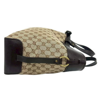 グッチ キャンバス レザー ハンドバッグ