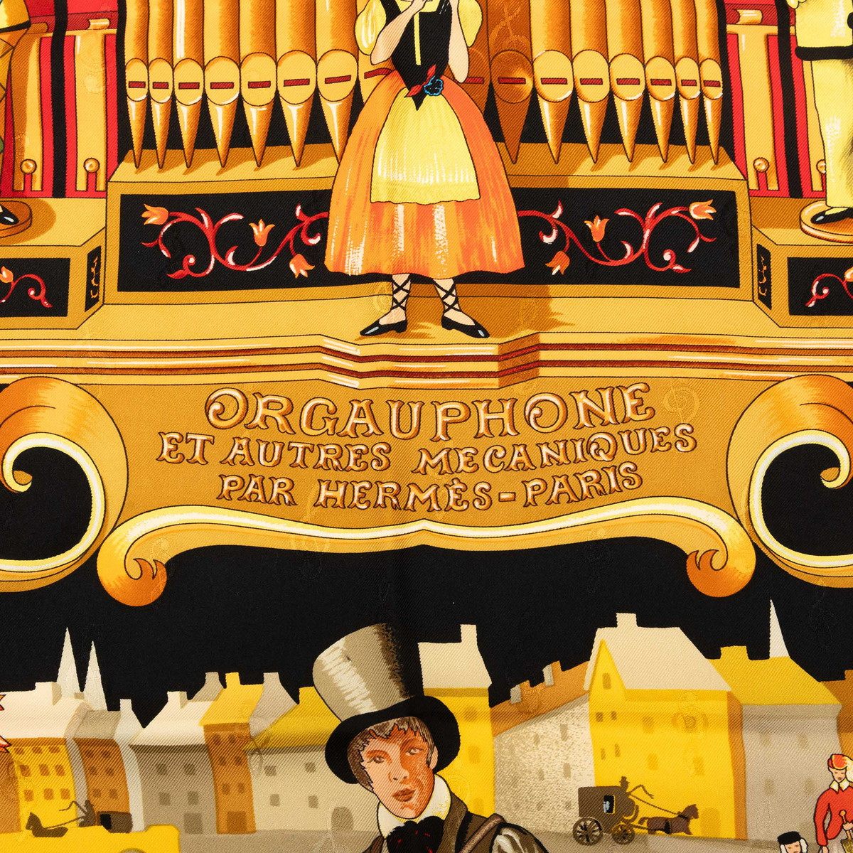 エルメス ORGAUPHONE ET AUTRES MECANIQUES シルクスカーフ90