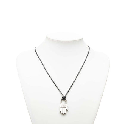 エルメス ANNEE DE LA MAIN ハンドモチーフカデナ メタル レザー ネックレス