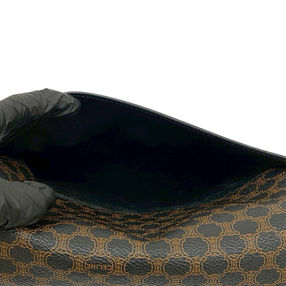 セリーヌ マカダム ブラゾン レザー ショルダーバッグ