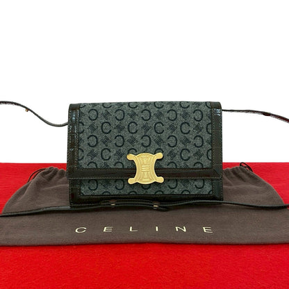 セリーヌ Cマカダム ウール レザー ショルダーバッグ
