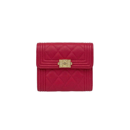 シャネルボーイシャネルキャビアスキン三つ折り財布