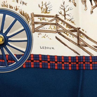 エルメス カレ90 L'Hiver en Poste シルクスカーフ