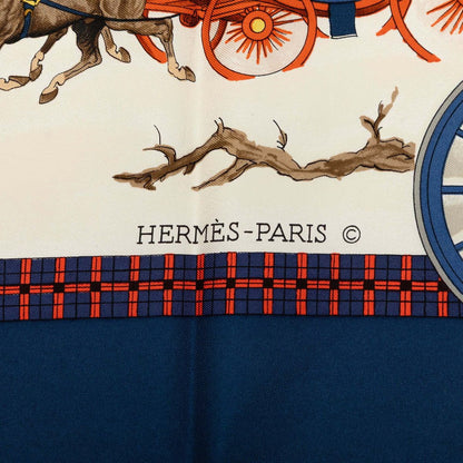 エルメス カレ90 L'Hiver en Poste シルクスカーフ