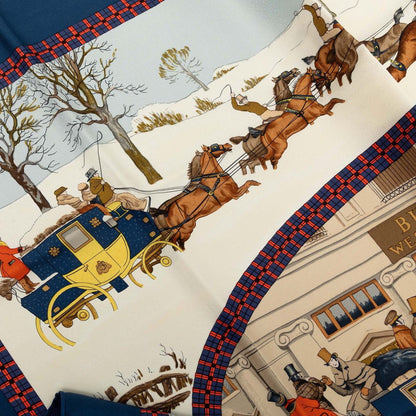 エルメス カレ90 L'Hiver en Poste シルクスカーフ