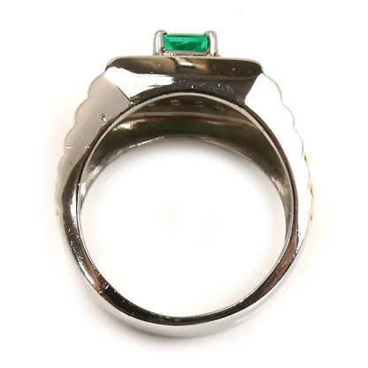 Pt900 K18YG エメラルド ダイヤモンド リング
