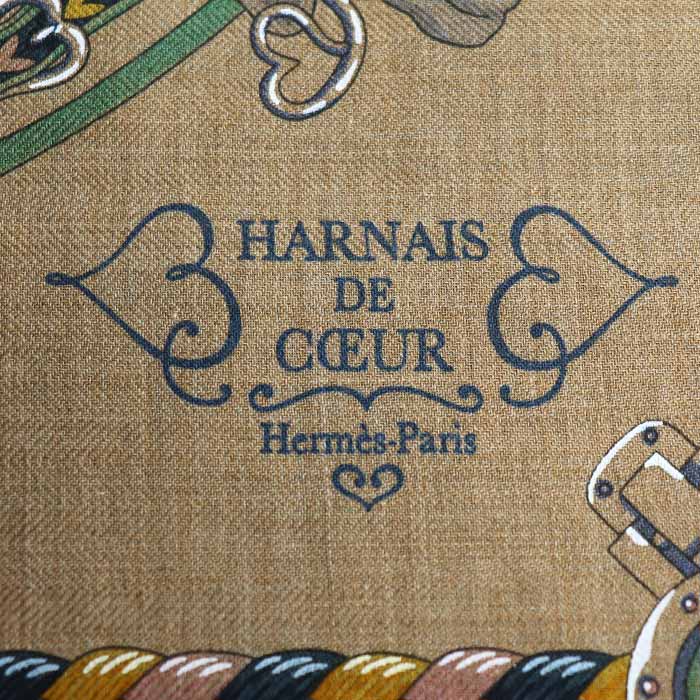 エルメス カレ45ガヴロッシュ HARNAIS DE COEUR シルクカシミヤ スカーフ