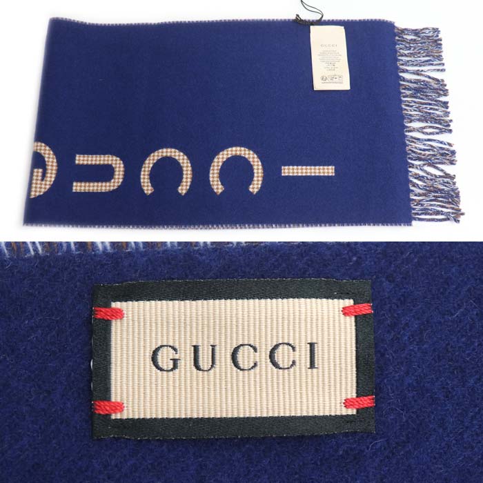 グッチ ロゴ ウールカシミヤ マフラー