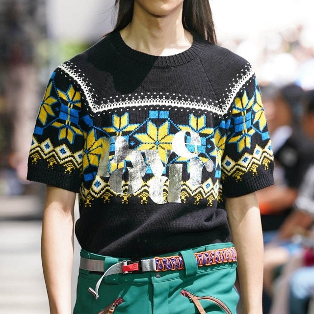 kolor 24SCM-N02302 コットン ナイロン ニット トップ