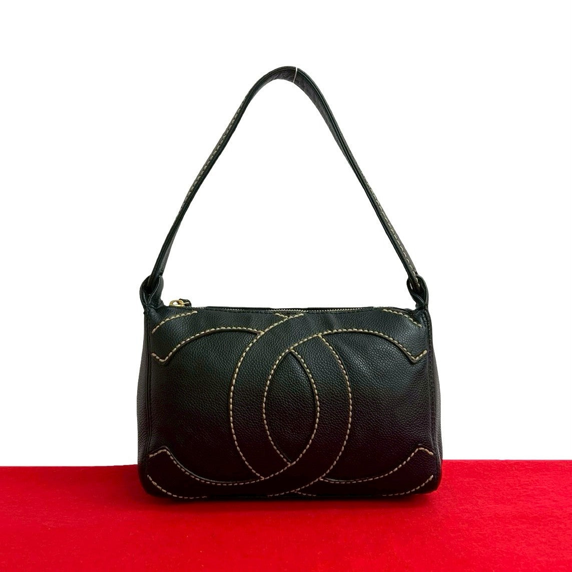 シャネル キャビア レザー ハンドバッグ