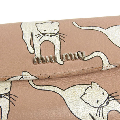 ミュウミュウ キャット プリント レザー 三つ折り財布