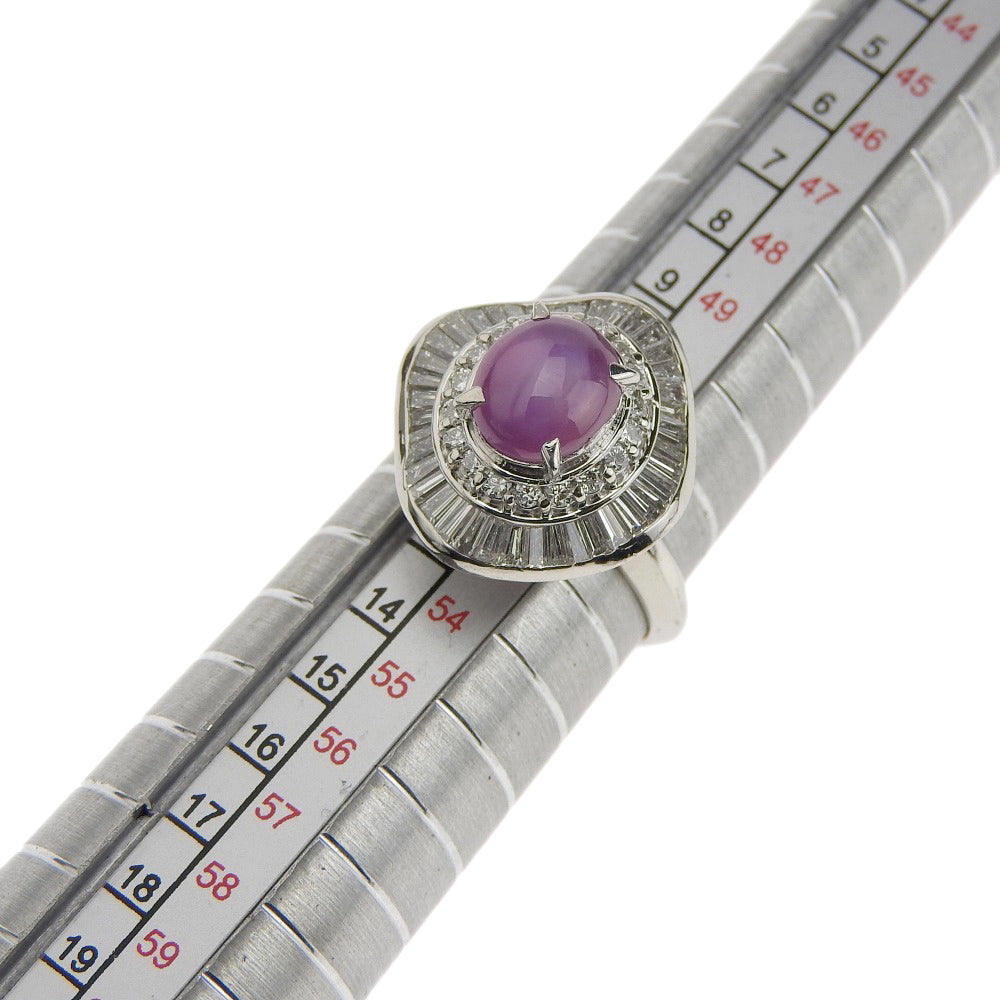 プラチナ パープルスターサファイアリング PT900 3.39ct