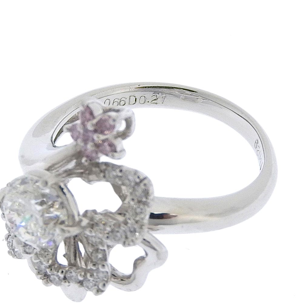 Pt900 ダイヤモンドリング 1.027ct ピンクダイヤ 0.066ct