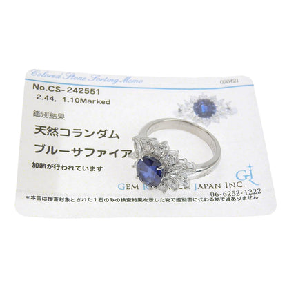 プラチナ サファイア リング PT900 2.44ct ダイヤモンド付き